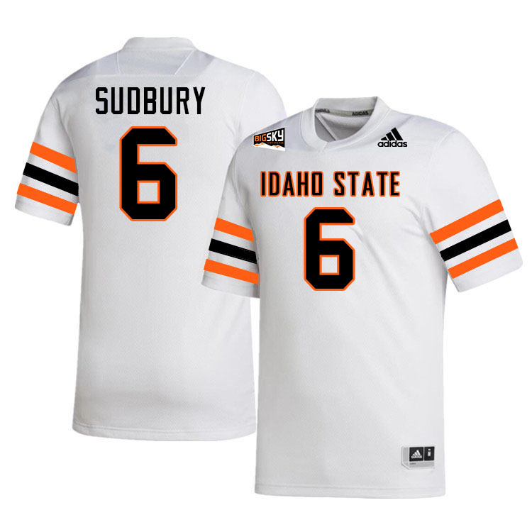 Idaho State Bengals #6 Carson Sudbury College Football Jerseys,Uniforms Stitched-White